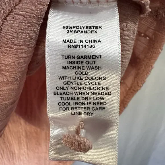 Frye Top Womens XL Light Pink Eyelet Stripe Western Festival Boho Peasant Flowy - Picture 5 of 7